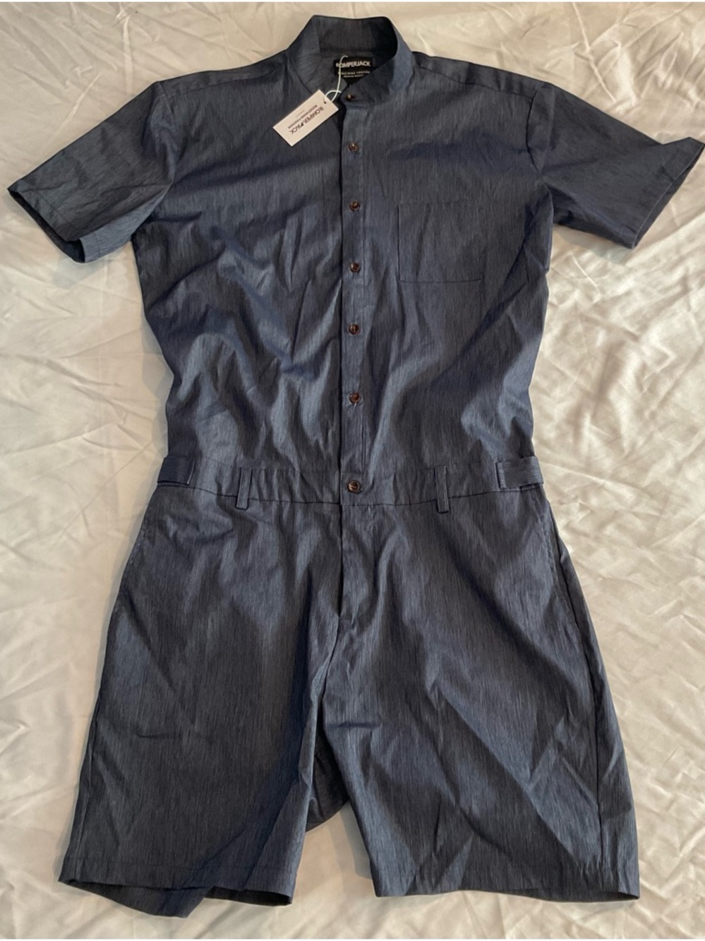 Romperjack Men’s Navy Band Collar Button-Down Shirt